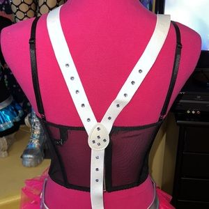New, White Crystal Studded , Suspenders
